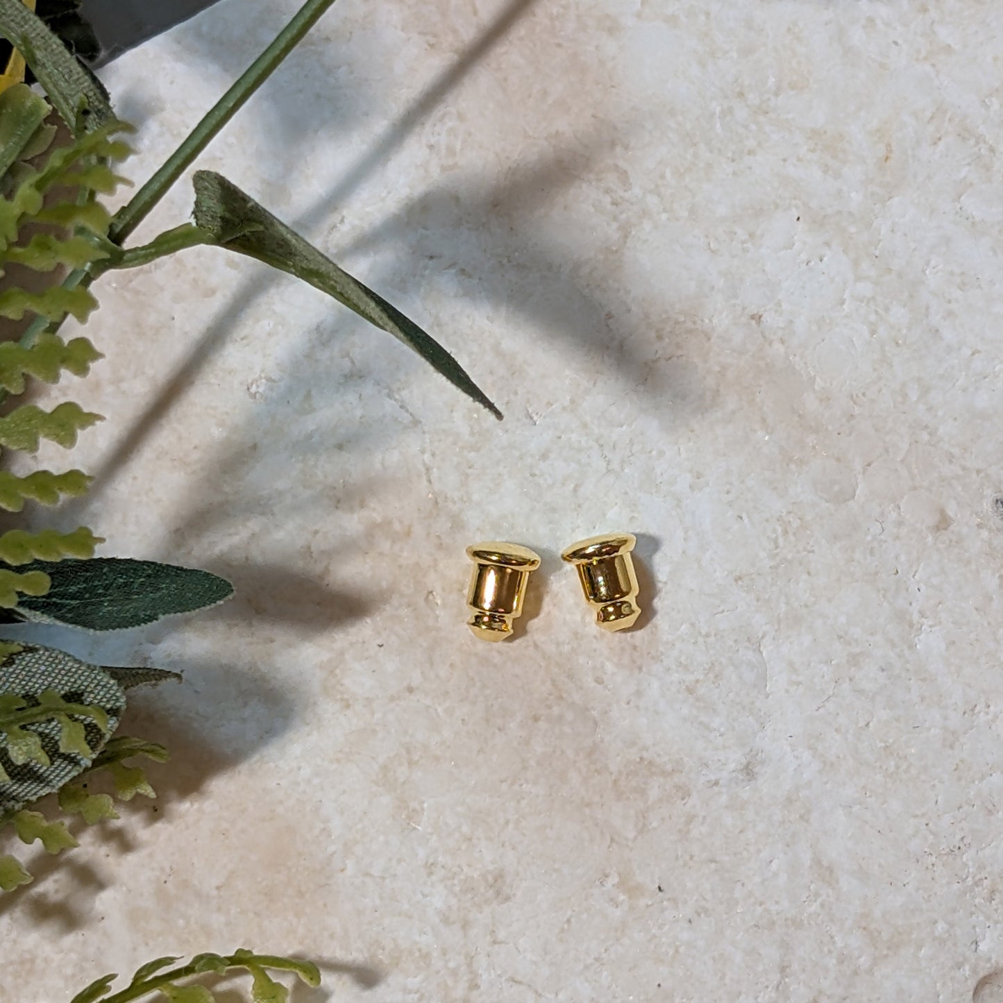 Light Blue Sky 10mm Dome Stud Earrings | Gold Plated Sterling Silver