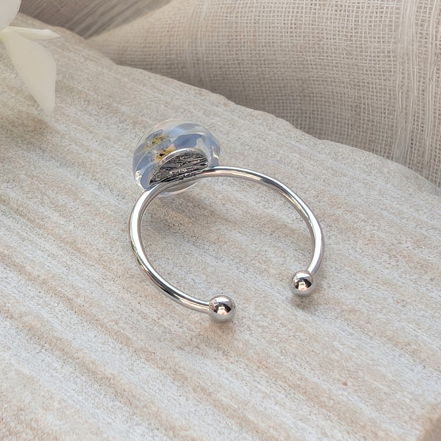 Platinum Plated Bright Forget Me Not Ring – Love & Faith | Work by Nature