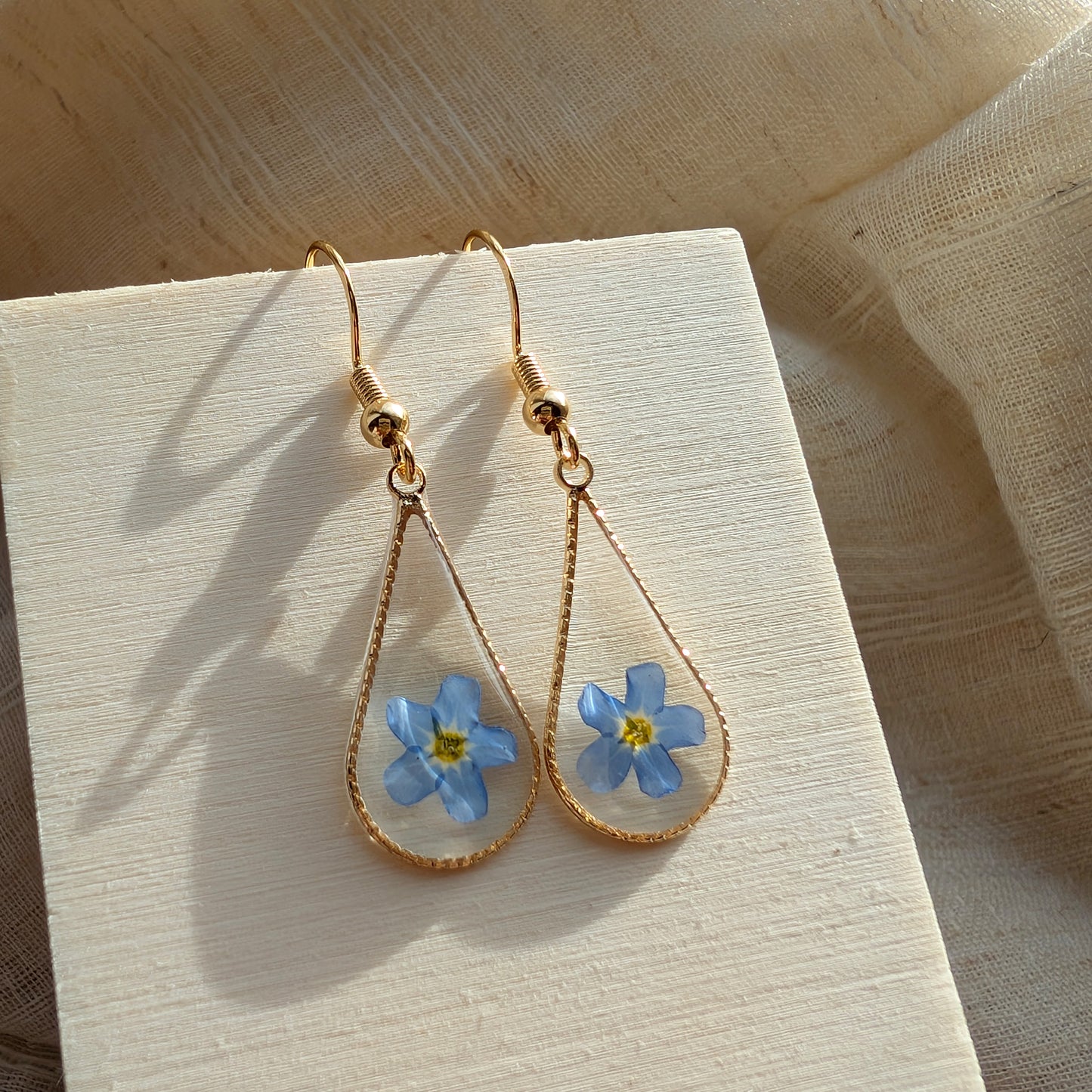Love & Faith | Gold Plated Bright Forget Me Not Waterdrop Earrings
