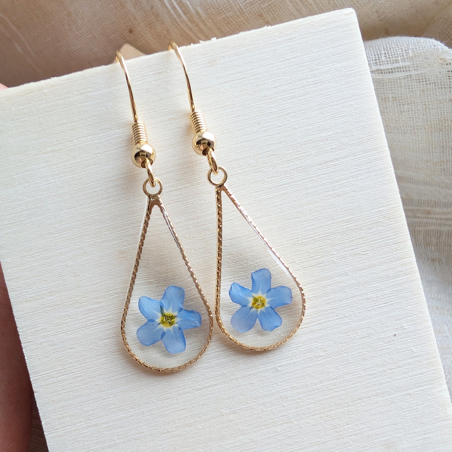Love & Faith | Gold Plated Bright Forget Me Not Waterdrop Earrings