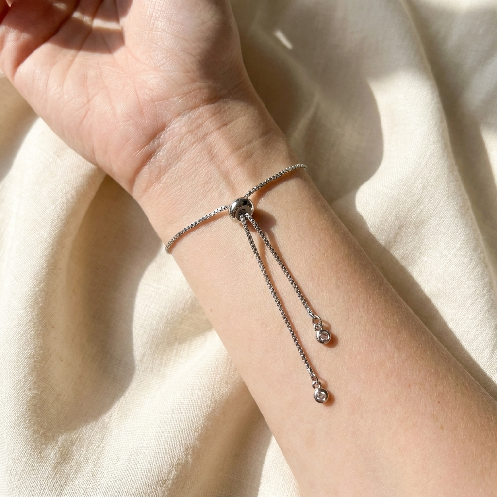 Bright Blue Sky Platinum Plated Adjustable Bracelet | Cloud Jewellery
