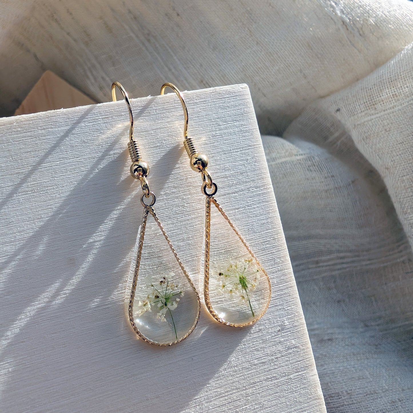 Protection | Gold Plated Queen Anne's Lace Little Tree Waterdrop Earrings