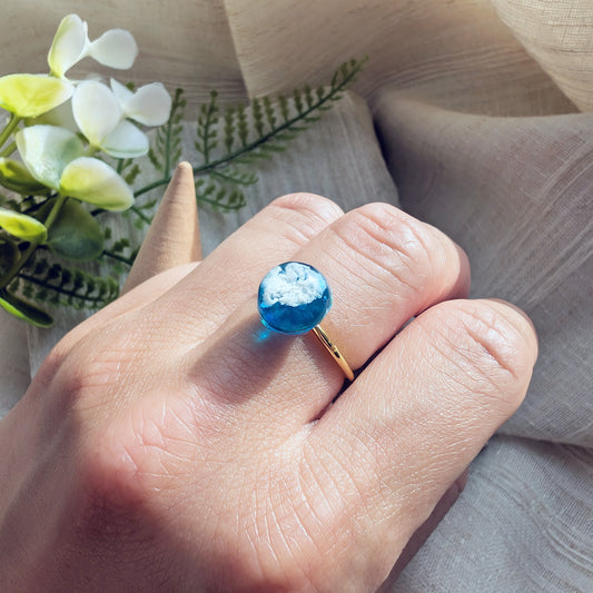 Gold Plated Bright Blue Sky Dome Ring – 10mm | Work by Nature