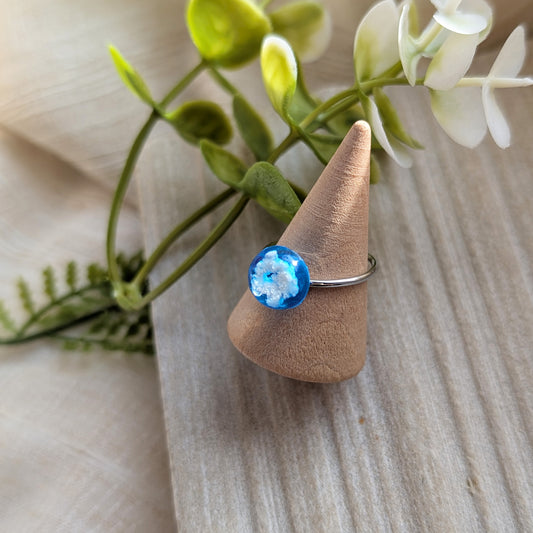 Platinum Plated Bright Blue Sky Dome Ring – 10mm | Work by Nature