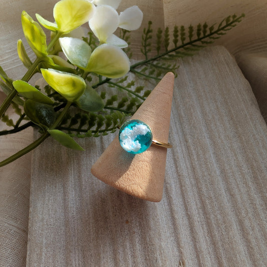 Gold Plated Light Blue Sky Dome Ring – 10mm | Work by Nature
