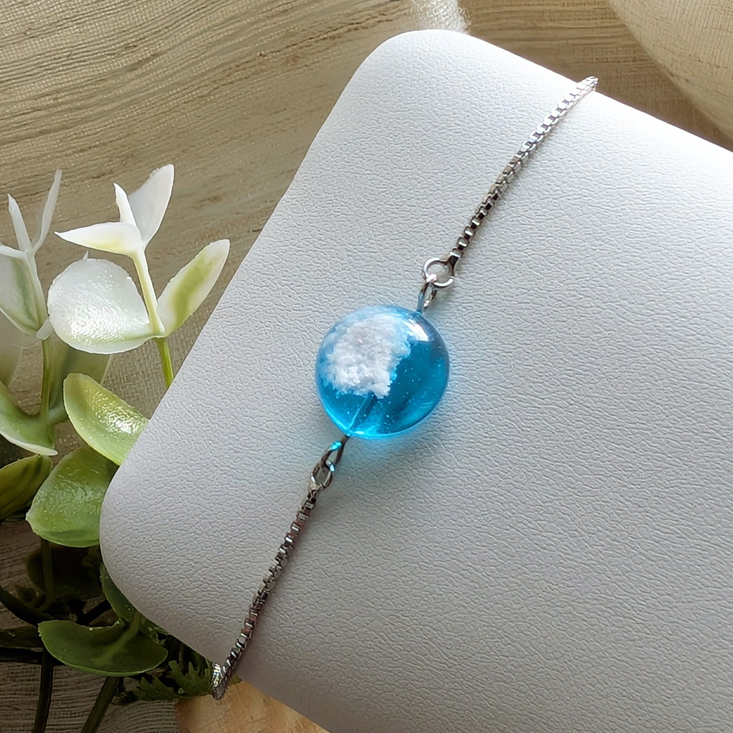 Light Blue Sky 12mm Dome Bracelet | Platinum Plated