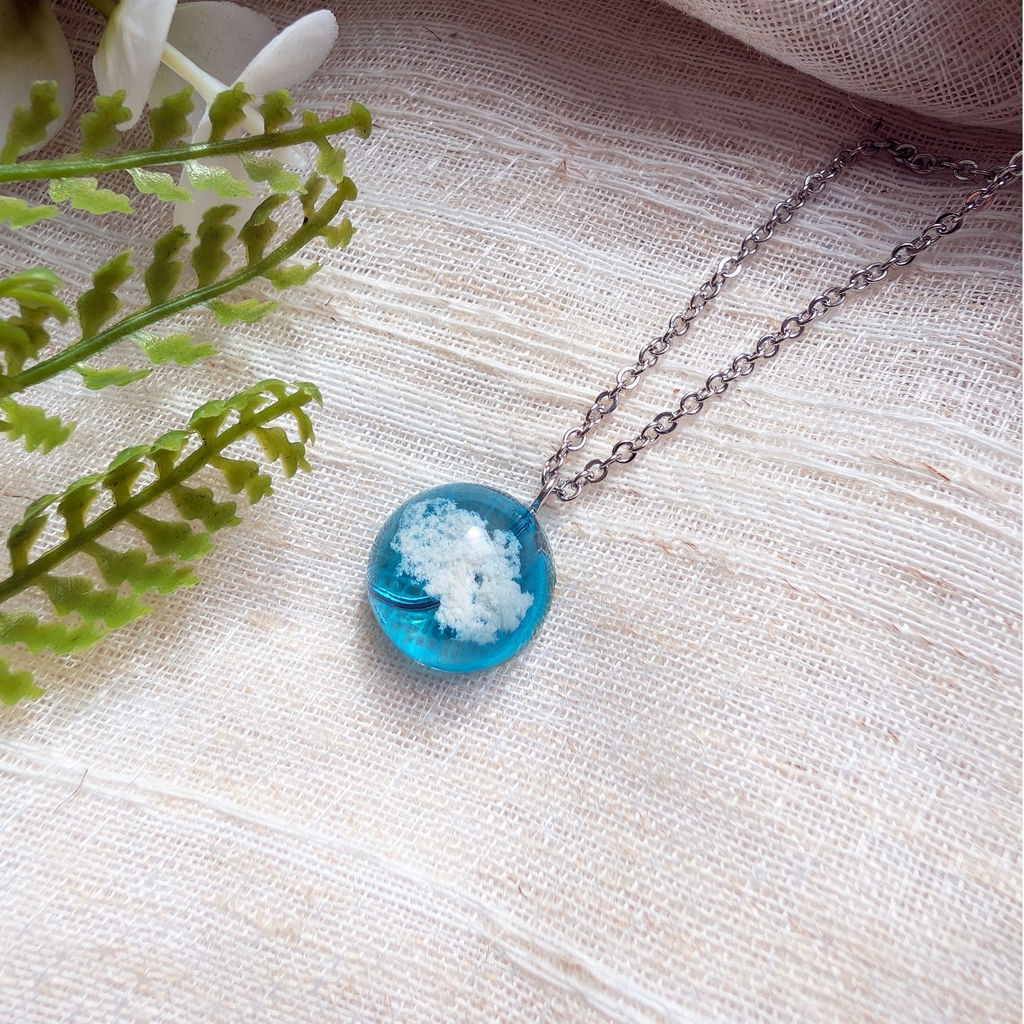Light Blue Sky Dome Necklace | Stainless Steel Necklace