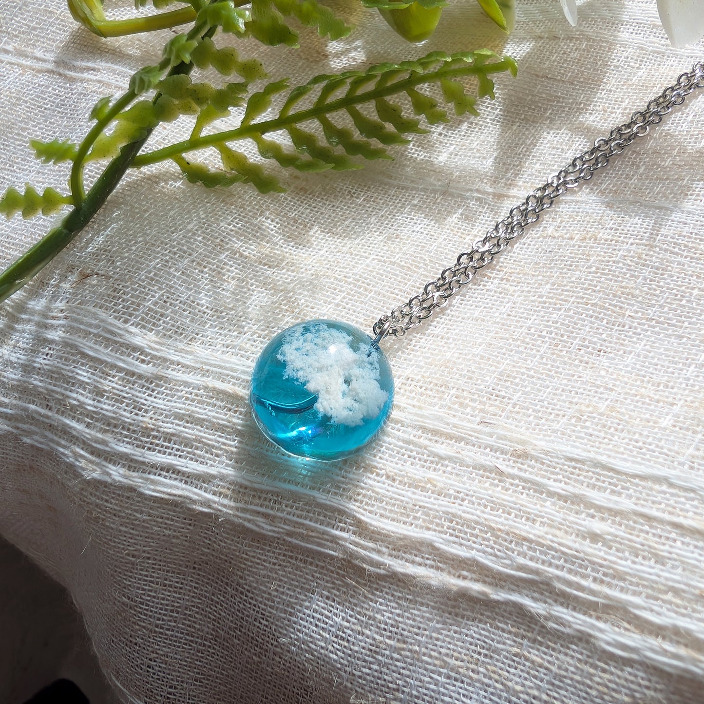 Light Blue Sky Dome Necklace | Stainless Steel Necklace