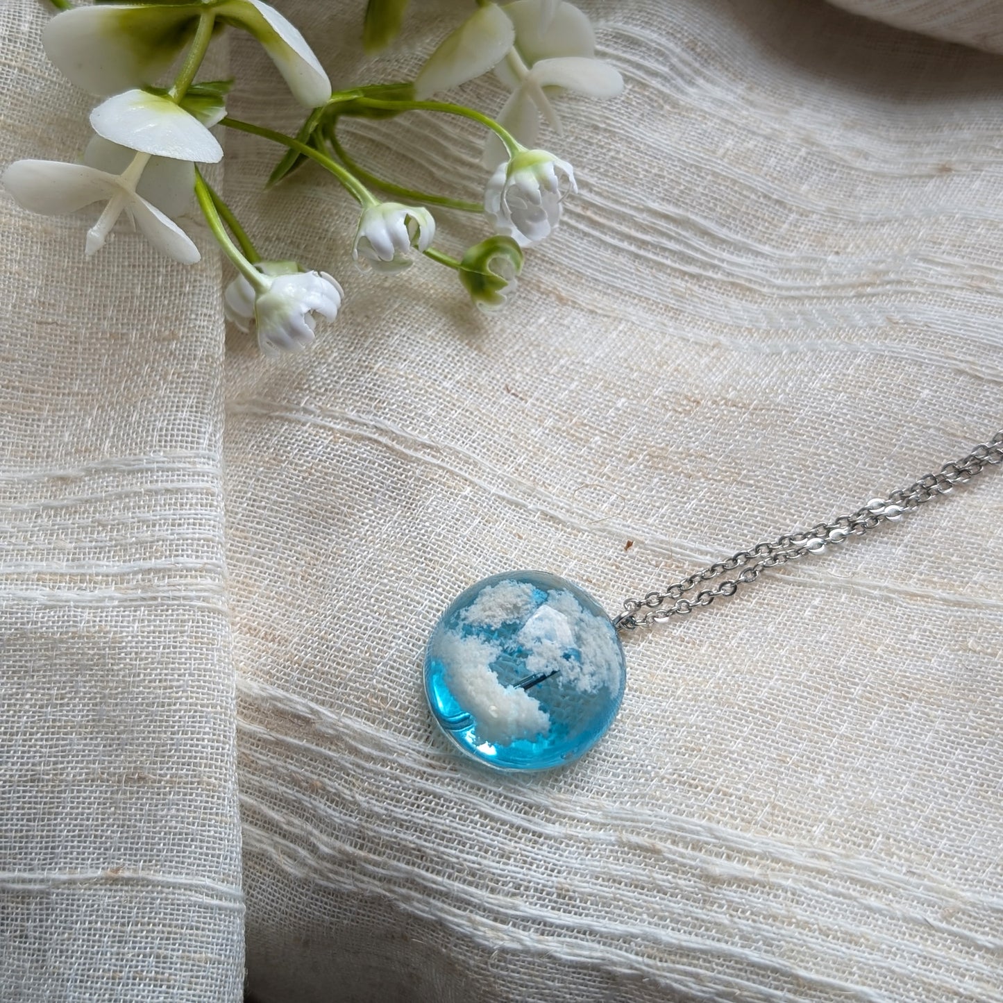 Light Blue Sky Dome Necklace | Stainless Steel Necklace