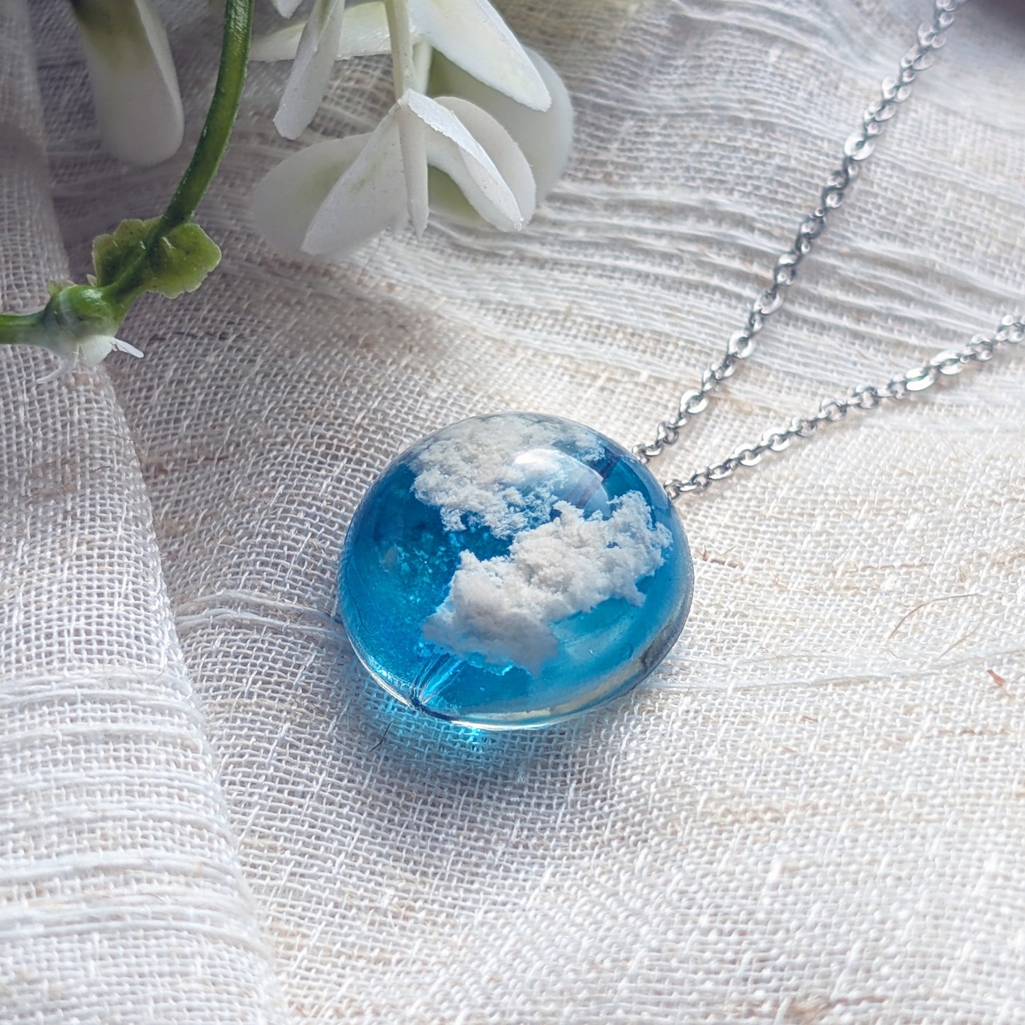 Light Blue Sky Dome Necklace | Stainless Steel Necklace