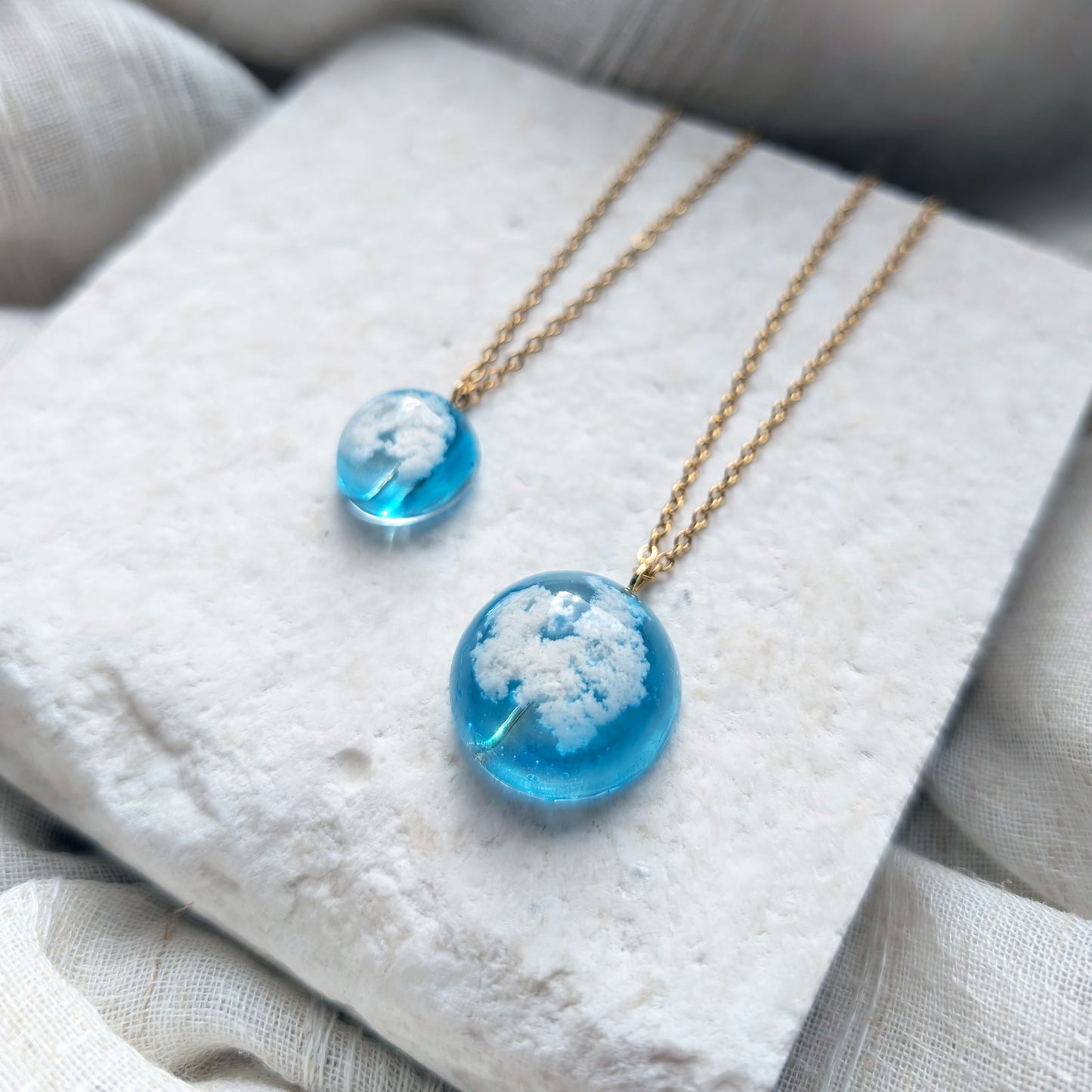 Light Blue Sky Dome Necklace – Gold Plated Stainless Steel Jewellery