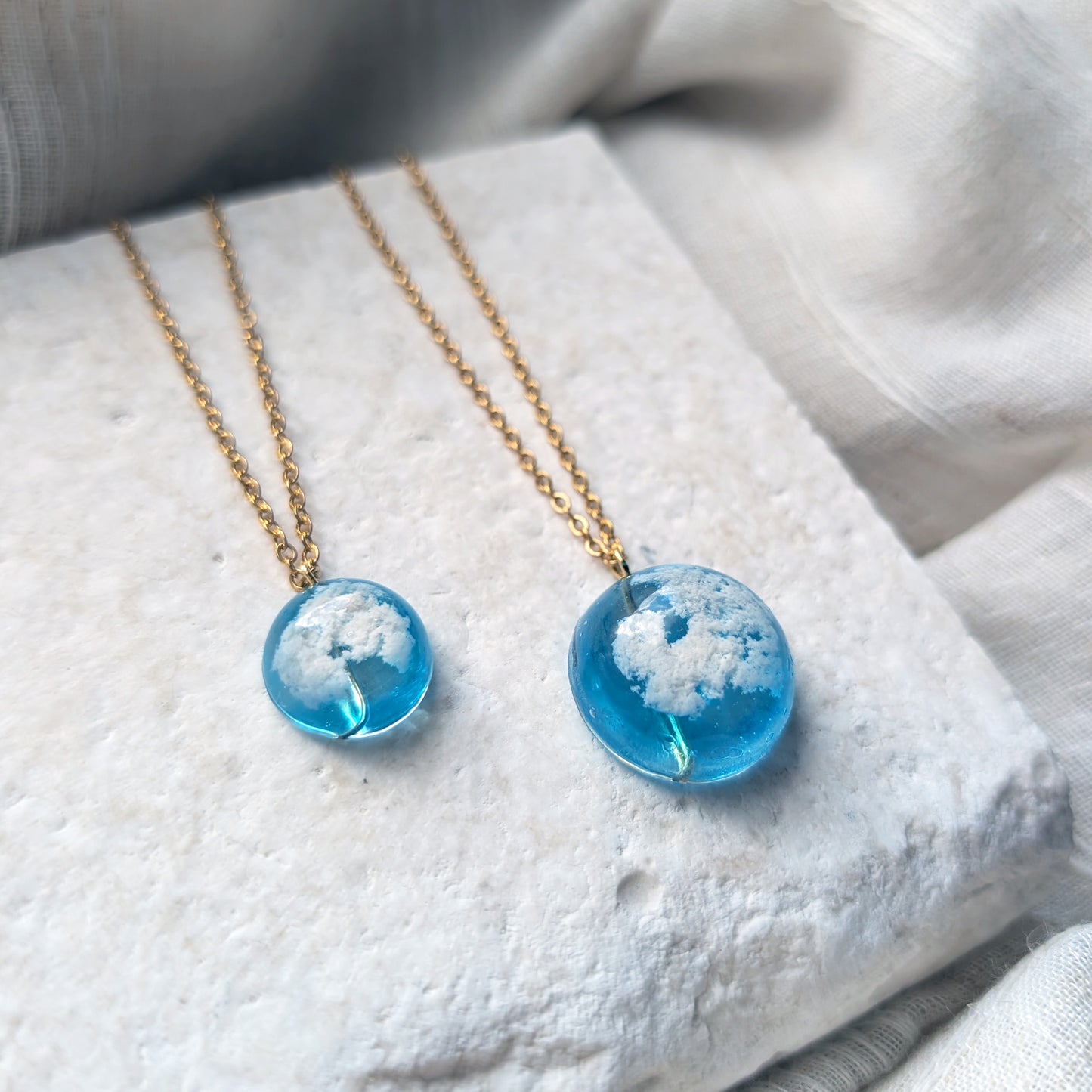 Light Blue Sky Dome Necklace – Gold Plated Stainless Steel Jewellery