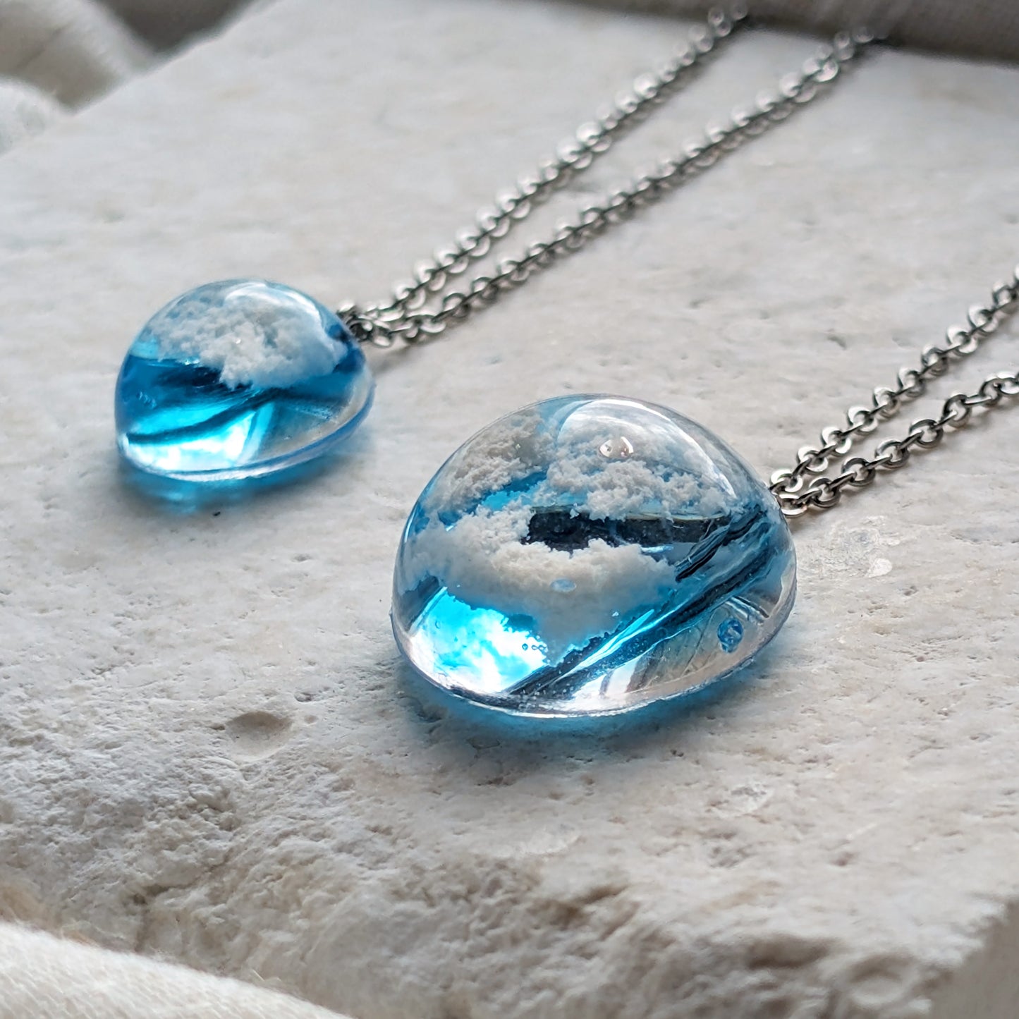 Light Blue Sky Dome Necklace – Stainless Steel Cloud Jewellery