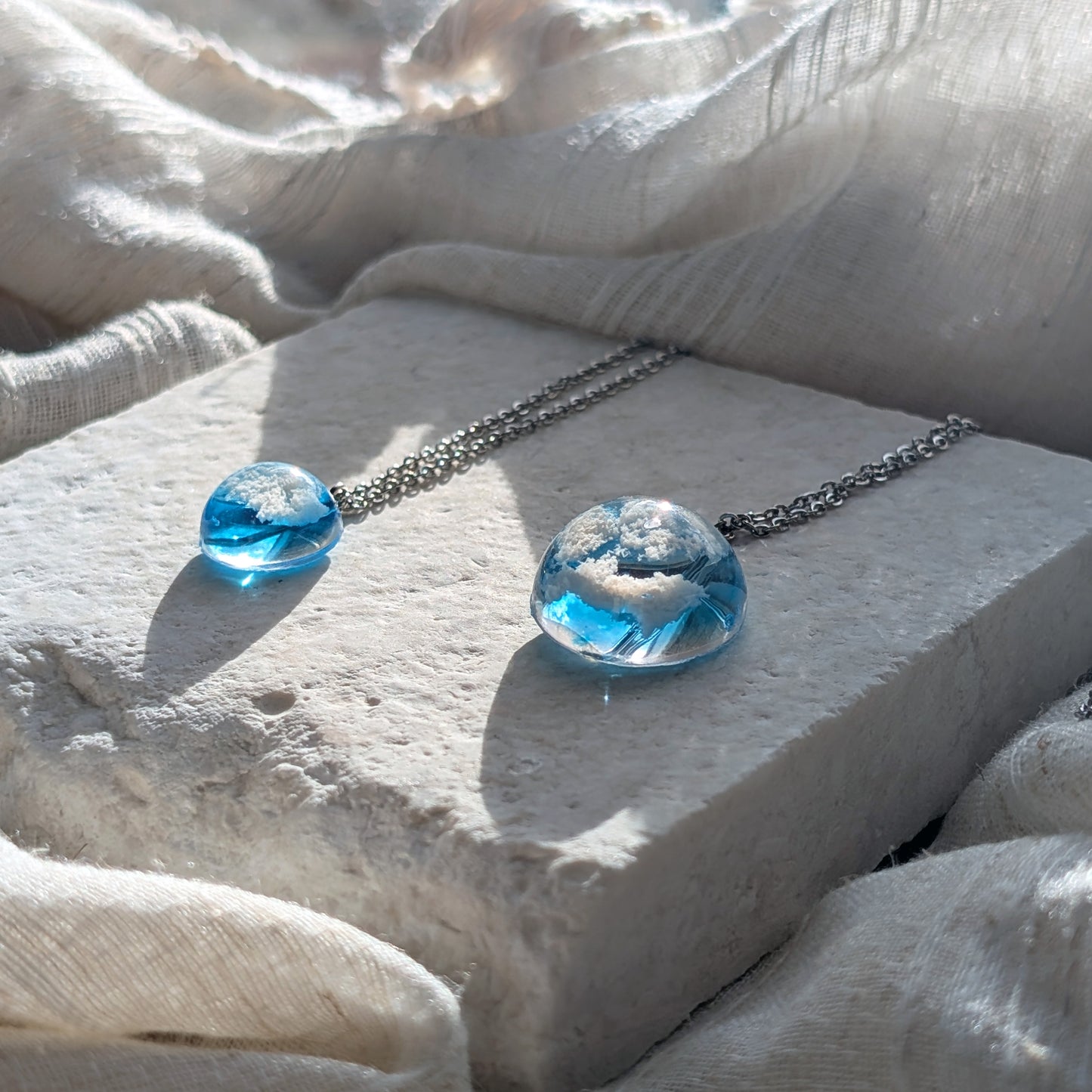 Light Blue Sky Dome Necklace – Stainless Steel Cloud Jewellery