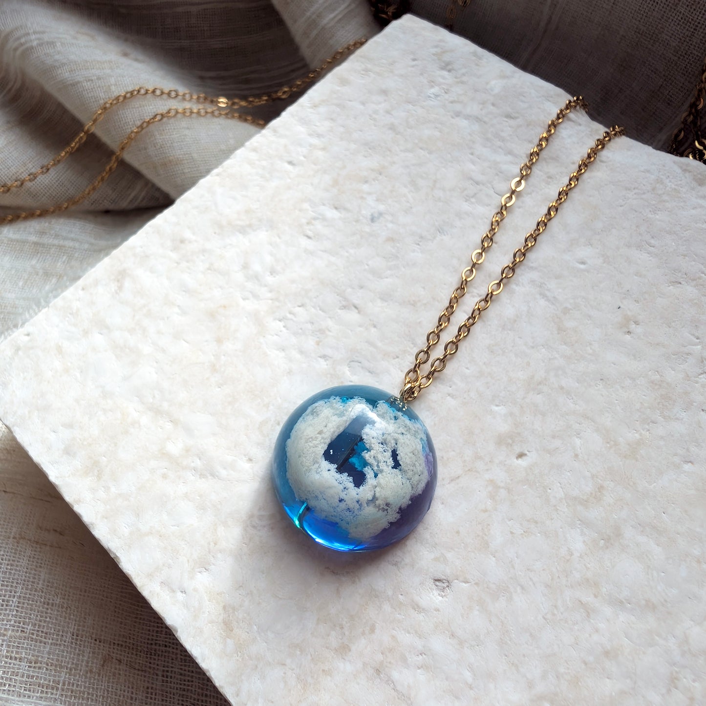 Twilight - Blue & Purple Sky Dome Necklace | Gold Plated Stainless Steel Necklace