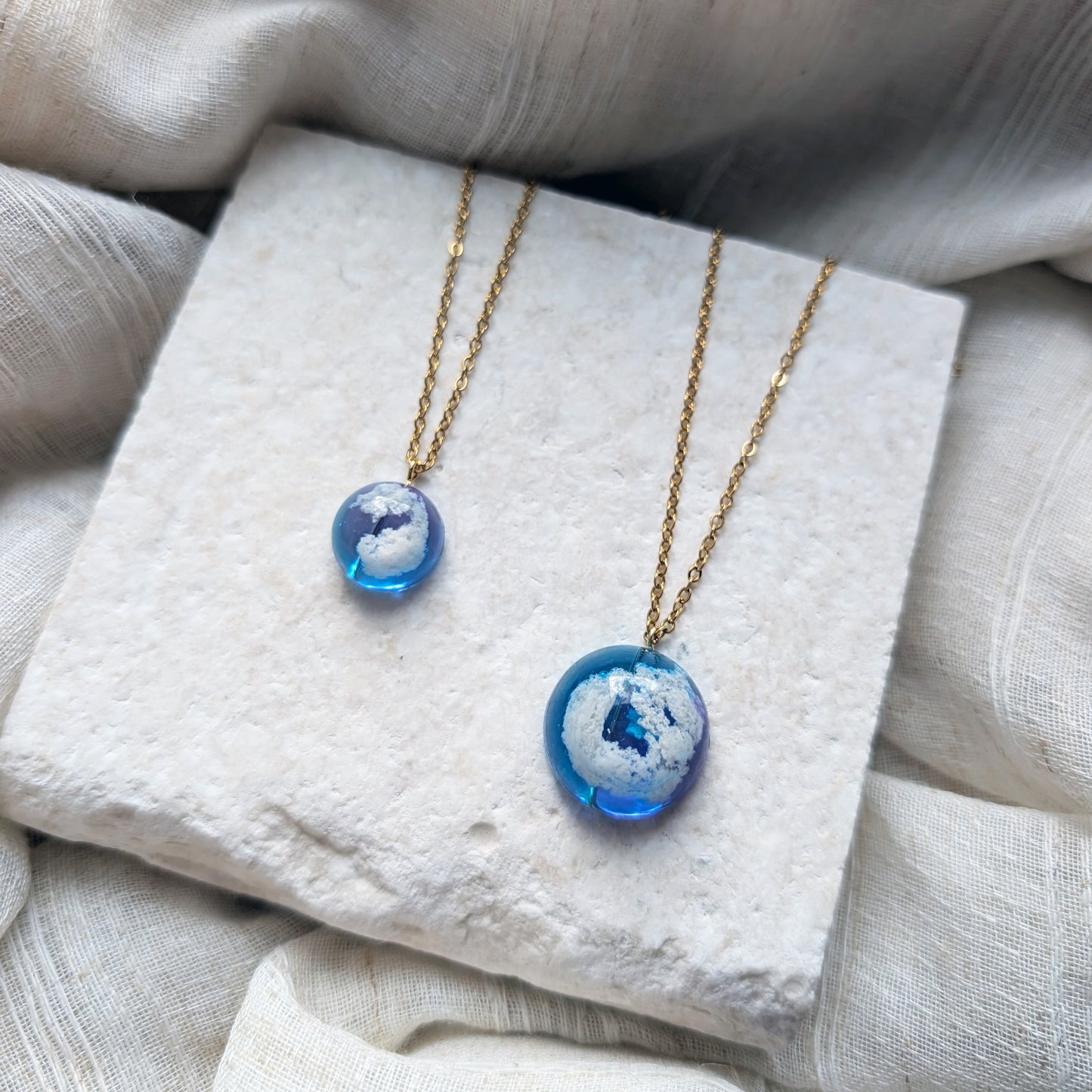 Twilight Blue & Purple Sky Dome Necklace – Gold Plated Cloud Jewellery