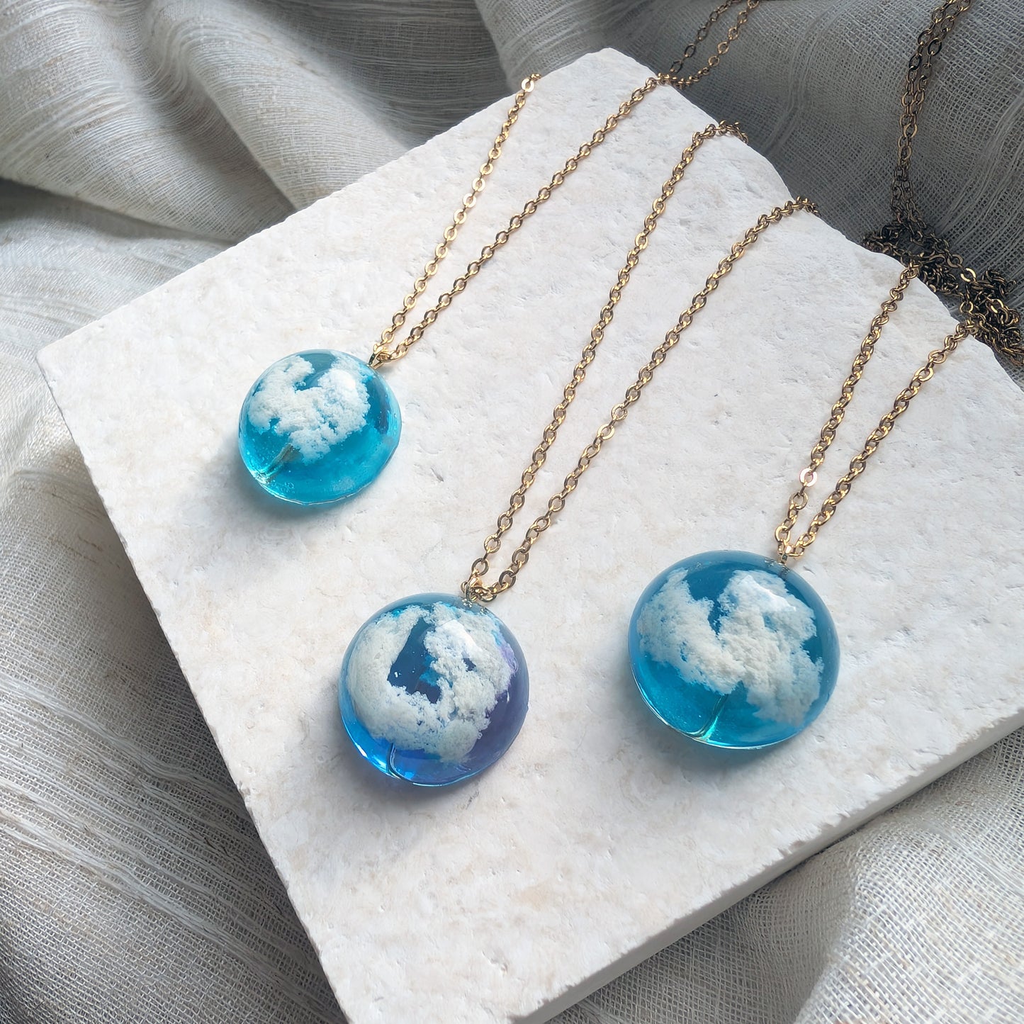 Twilight - Blue & Purple Sky Dome Necklace | Gold Plated Stainless Steel Necklace