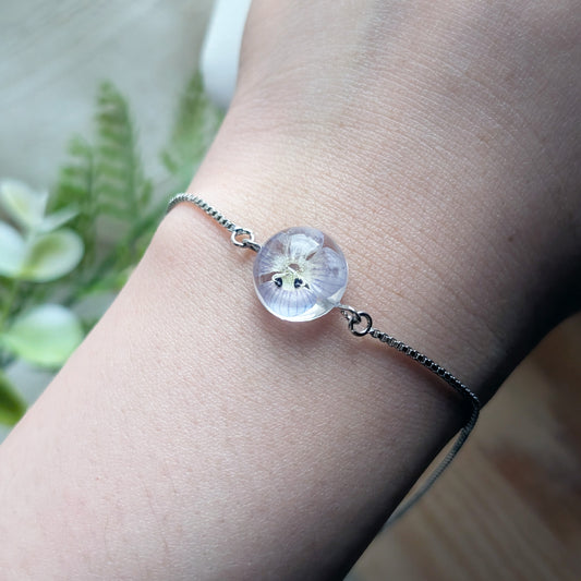 Platinum Plated Birdeye Speedwell Dome Bracelet – Botanical Jewellery