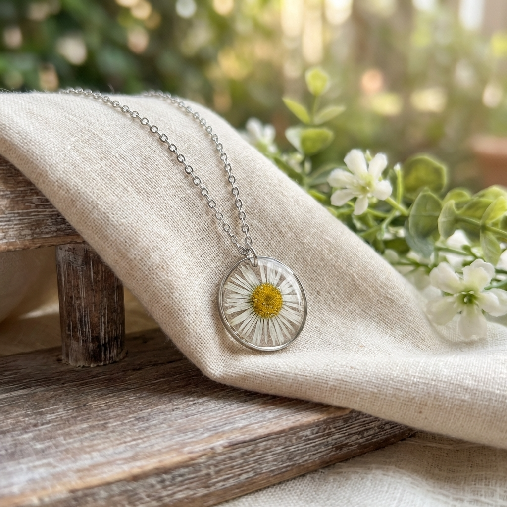 Daisy Framed Stainless Steel Necklace | Purity & New Beginnings
