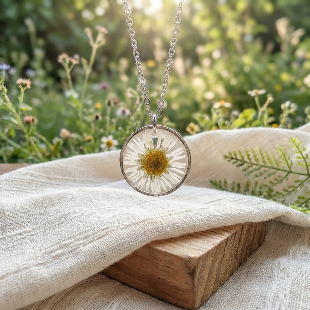 Daisy Framed Stainless Steel Necklace | Purity & New Beginnings