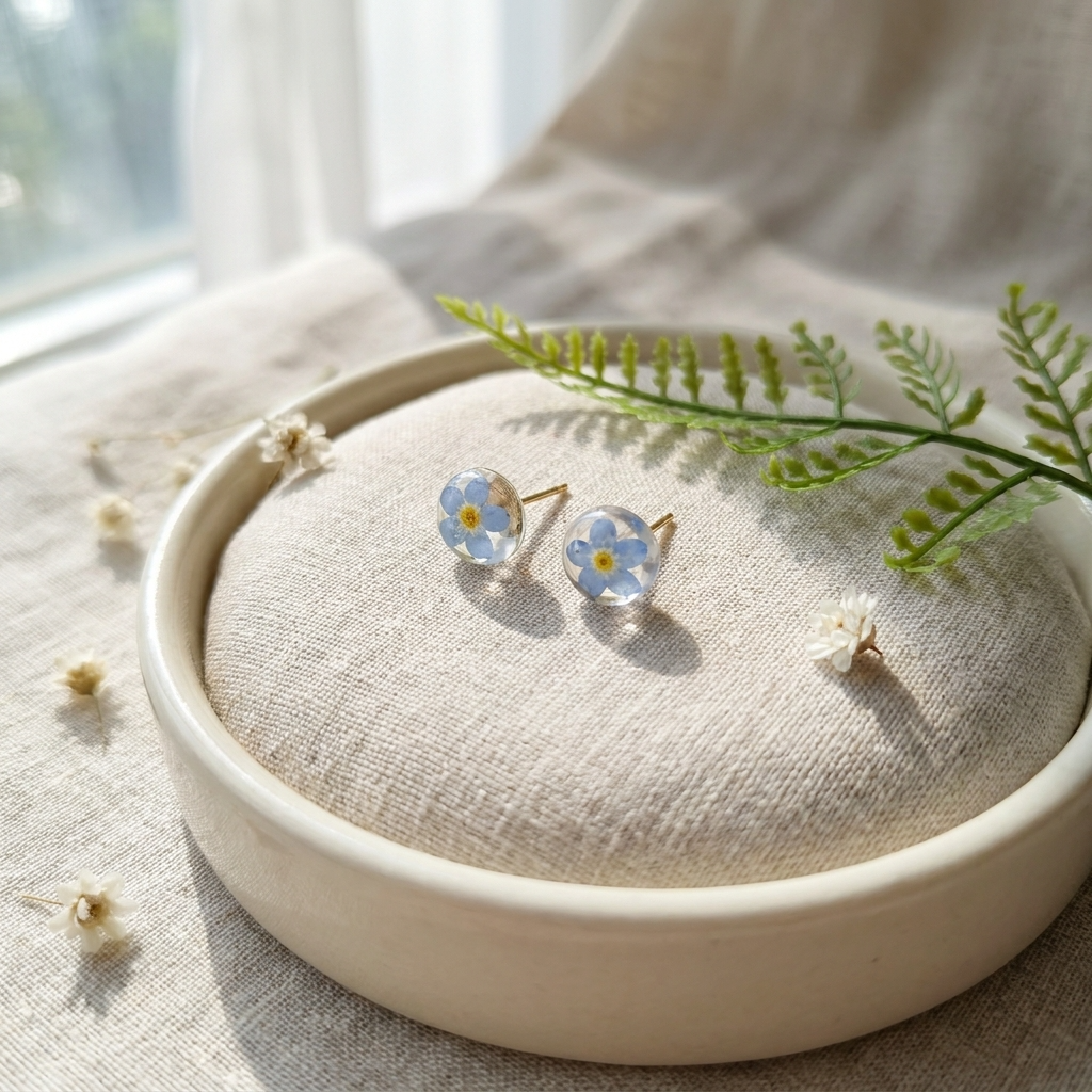 Bright Forget Me Not Gold Plated Sterling Silver Stud Earrings | Love & Faith