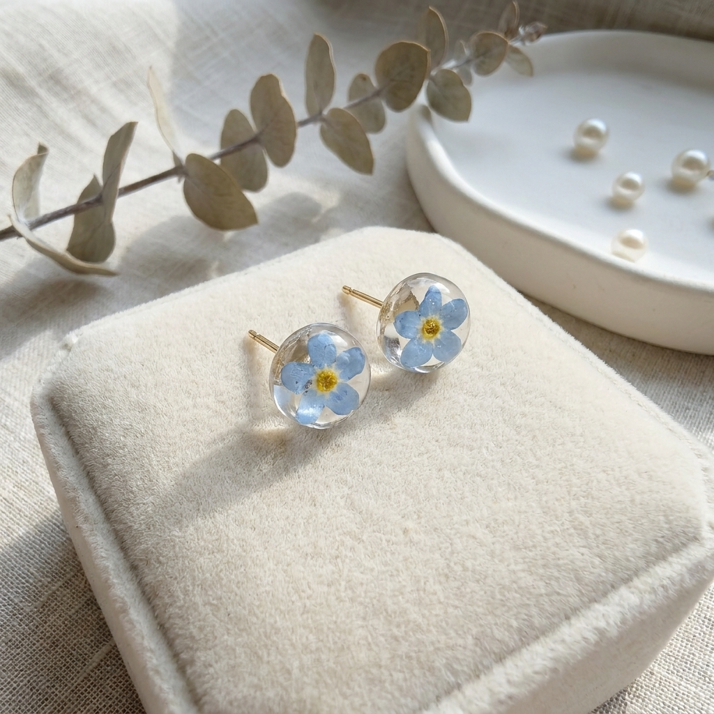 Bright Forget Me Not Gold Plated Sterling Silver Stud Earrings | Love & Faith
