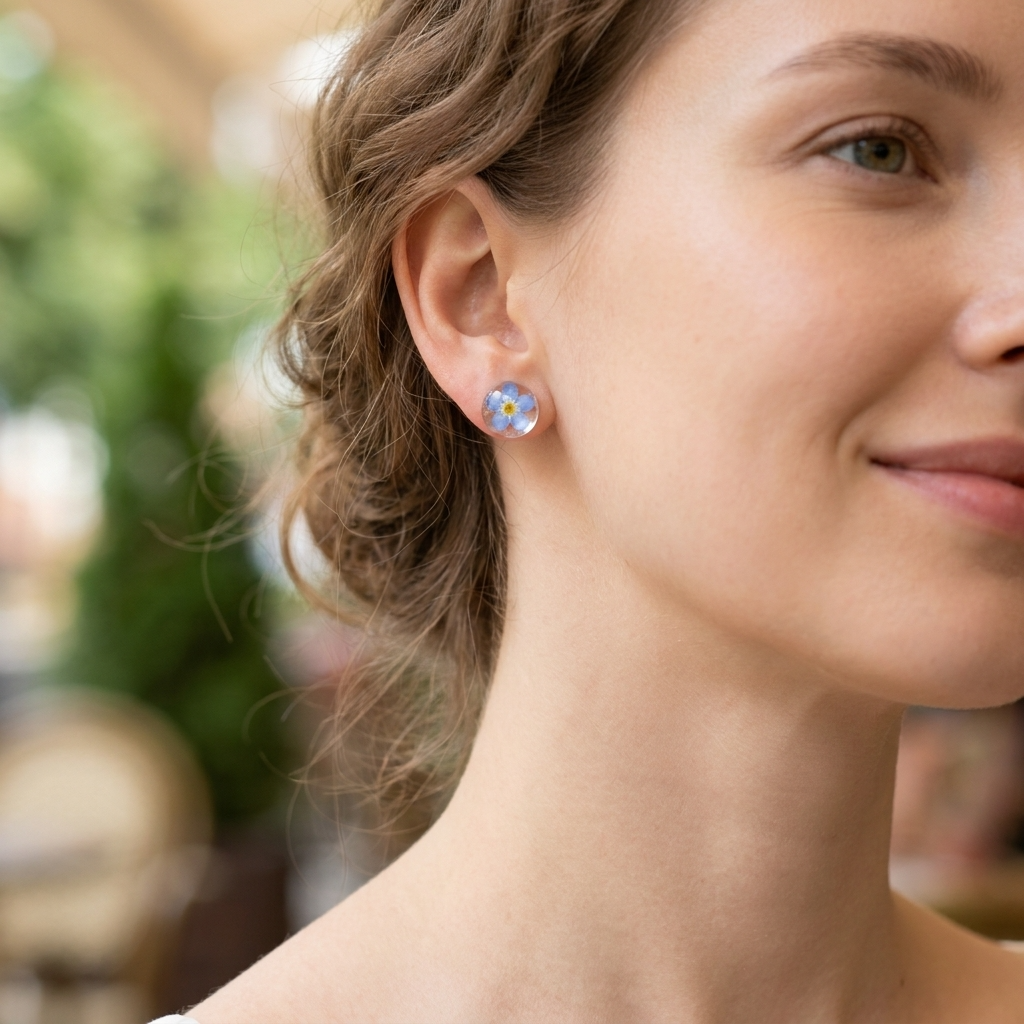 Bright Forget Me Not Gold Plated Sterling Silver Stud Earrings | Love & Faith