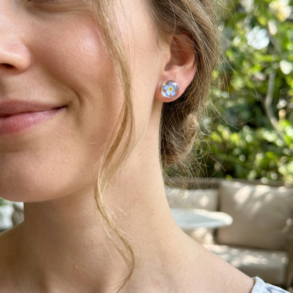 Bright Forget Me Not Gold Plated Sterling Silver Stud Earrings | Love & Faith