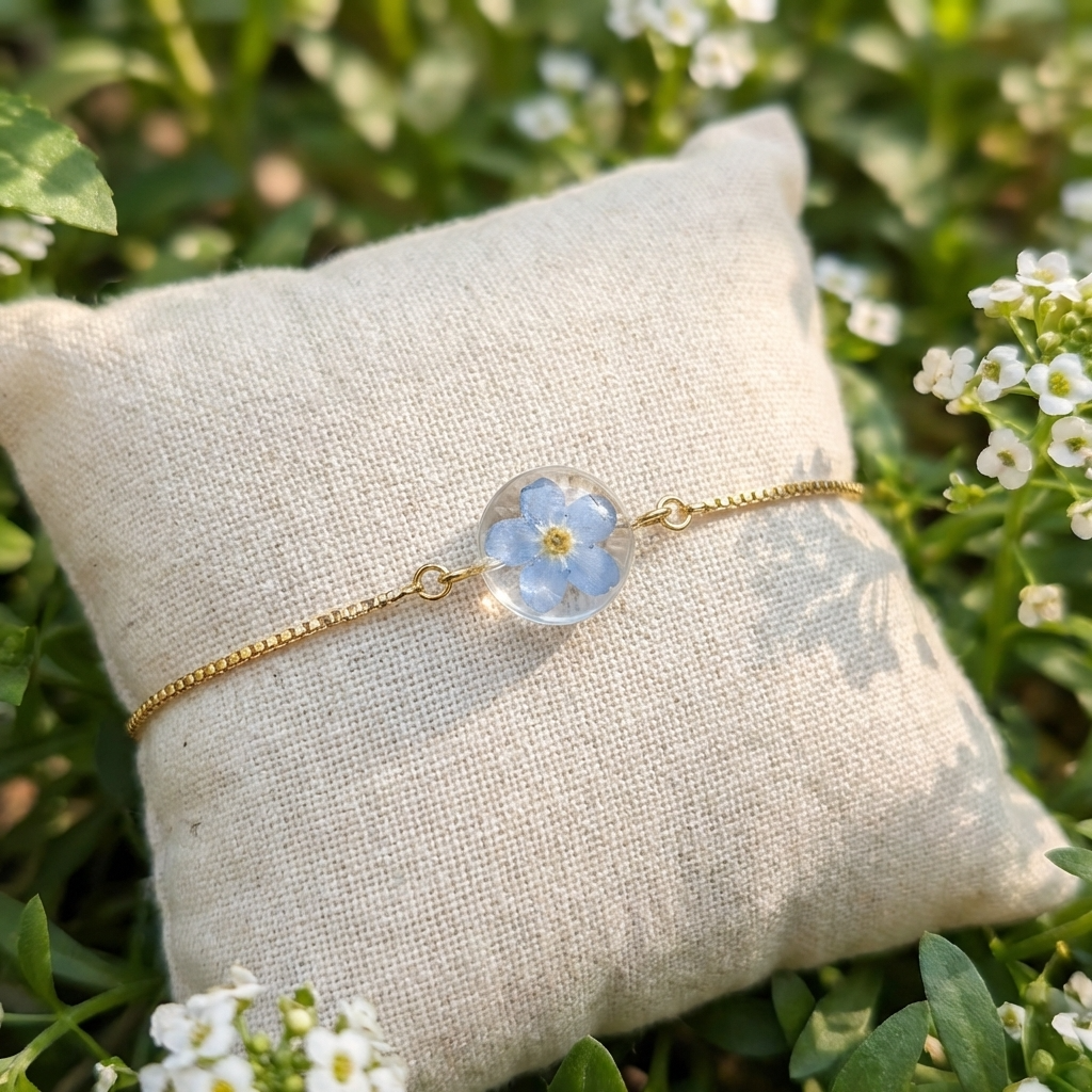 Bright Forget Me Not Gold Plated Adjustable Bracelet | Love & Faith