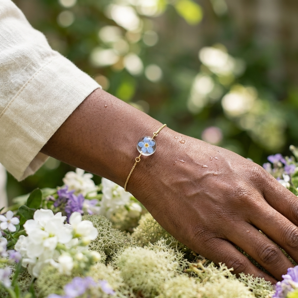 Bright Forget Me Not Gold Plated Adjustable Bracelet | Love & Faith