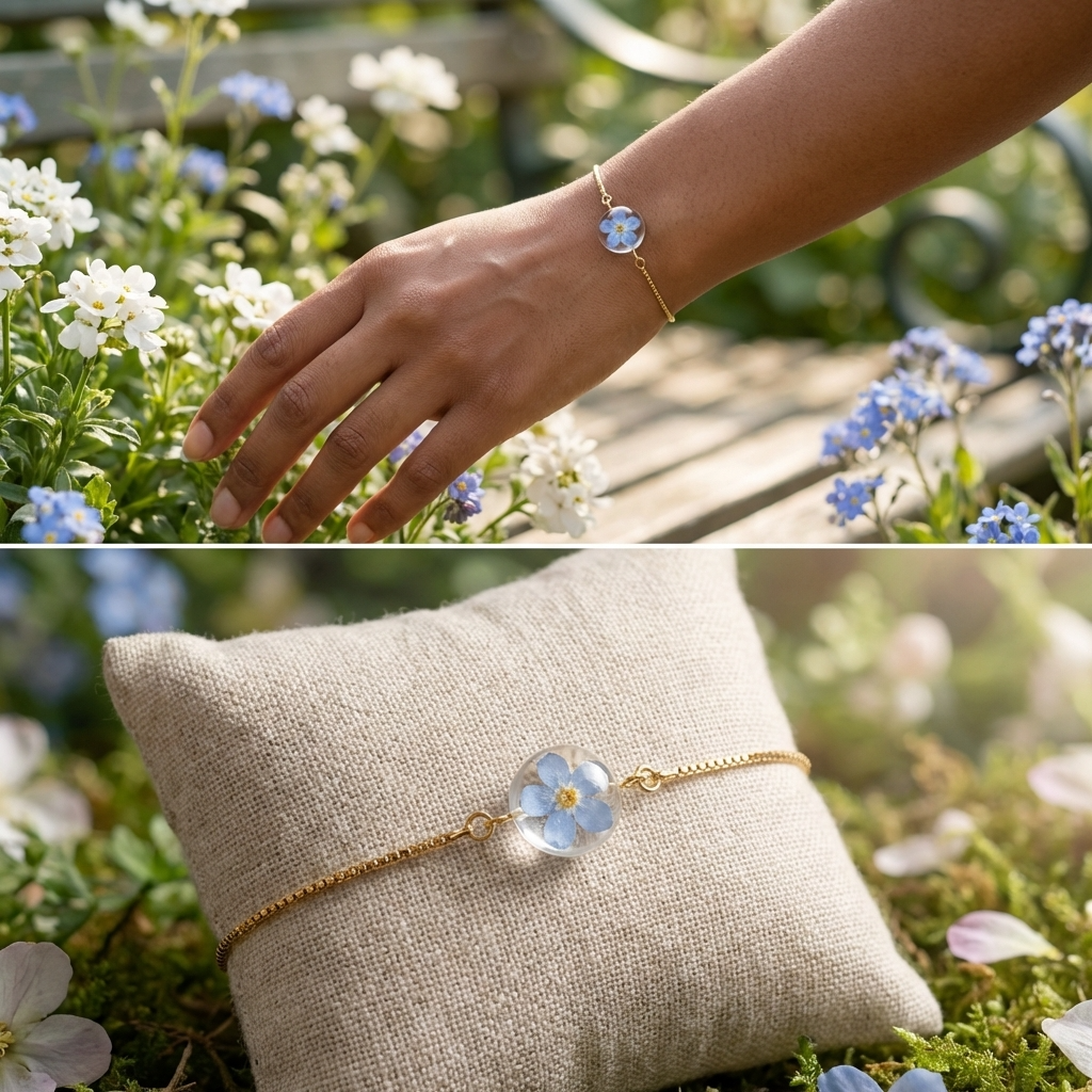 Bright Forget Me Not Gold Plated Adjustable Bracelet | Love & Faith