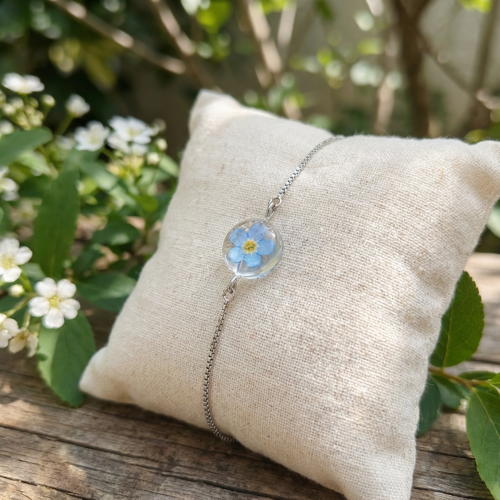 Bright Forget Me Not Platinum Plated Adjustable Bracelet | Love & Faith
