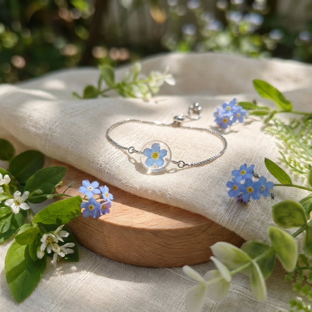 Bright Forget Me Not Platinum Plated Adjustable Bracelet | Love & Faith