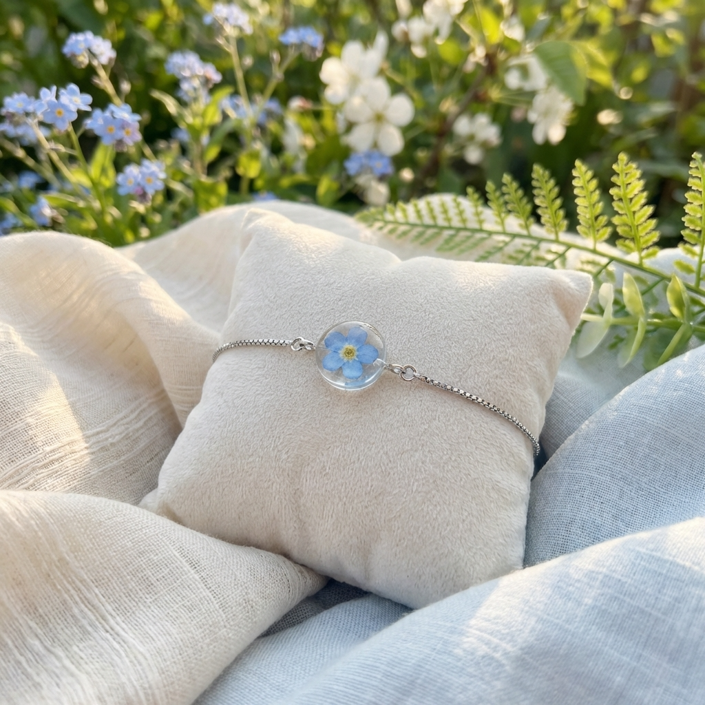 Bright Forget Me Not Platinum Plated Adjustable Bracelet | Love & Faith