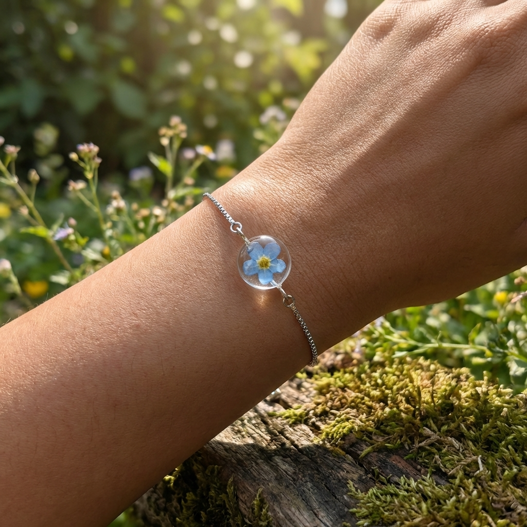 Bright Forget Me Not Platinum Plated Adjustable Bracelet | Love & Faith