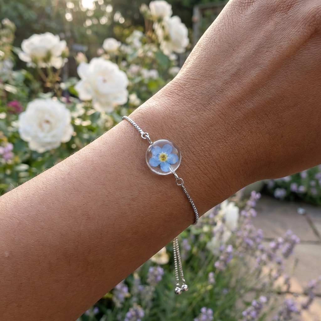 Bright Forget Me Not Platinum Plated Adjustable Bracelet | Love & Faith