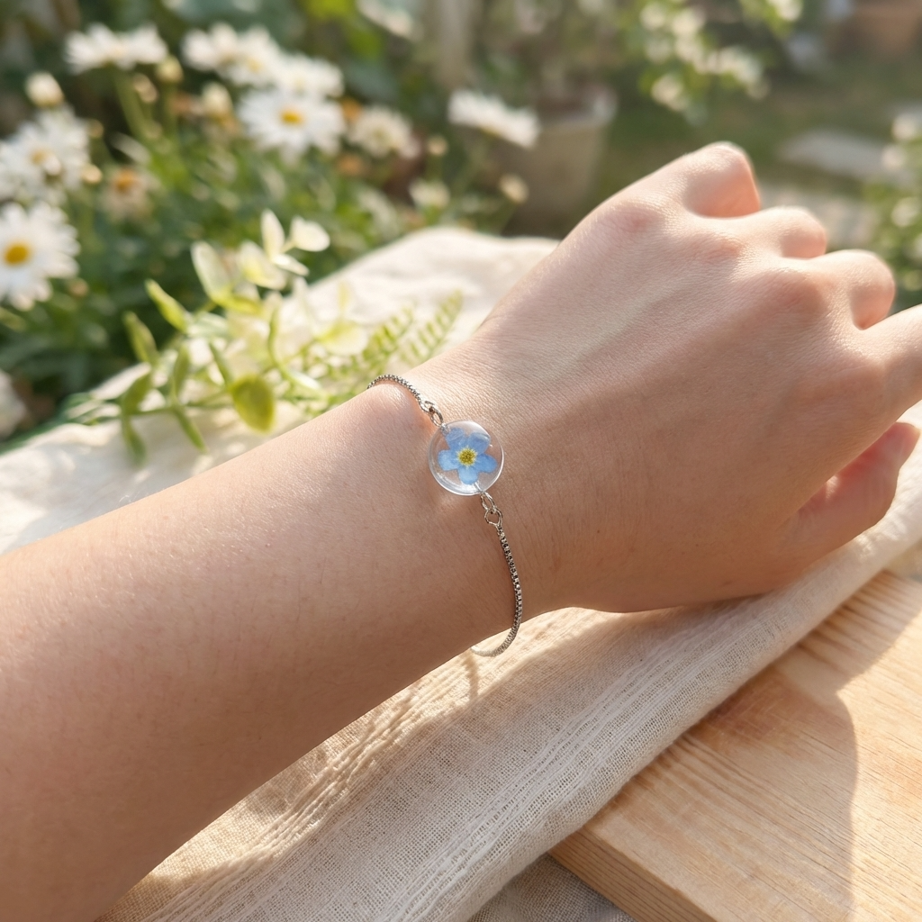 Bright Forget Me Not Platinum Plated Adjustable Bracelet | Love & Faith