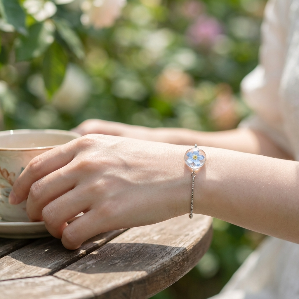 Bright Forget Me Not Platinum Plated Adjustable Bracelet | Love & Faith