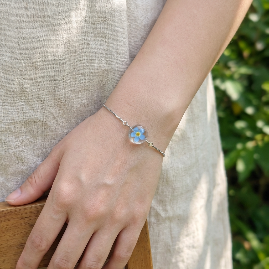Bright Forget Me Not Platinum Plated Adjustable Bracelet | Love & Faith