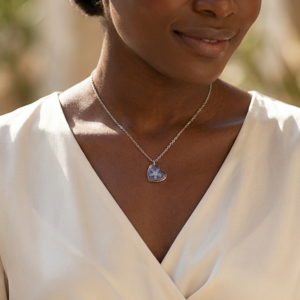 Forget Me Not Heart Stainless Steel Necklace | Hope
