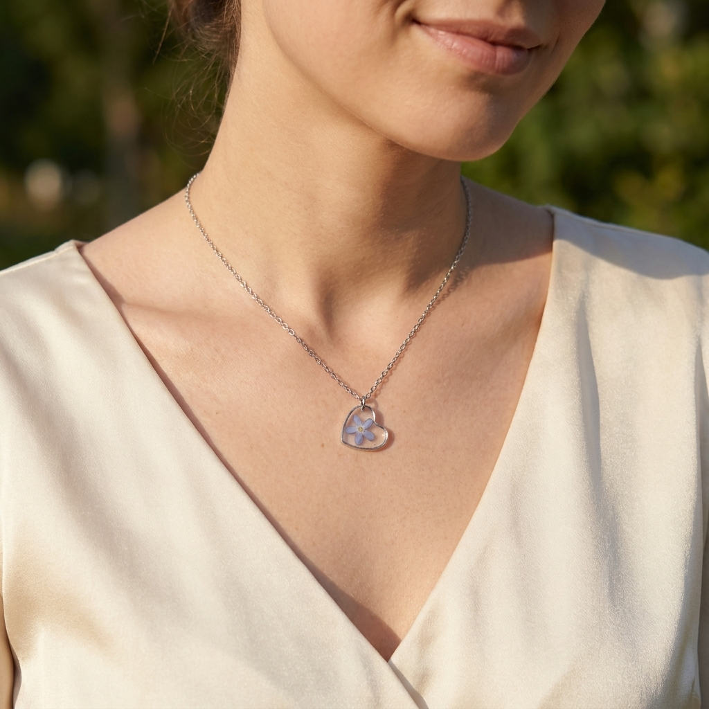 Forget Me Not Heart Stainless Steel Necklace | Hope