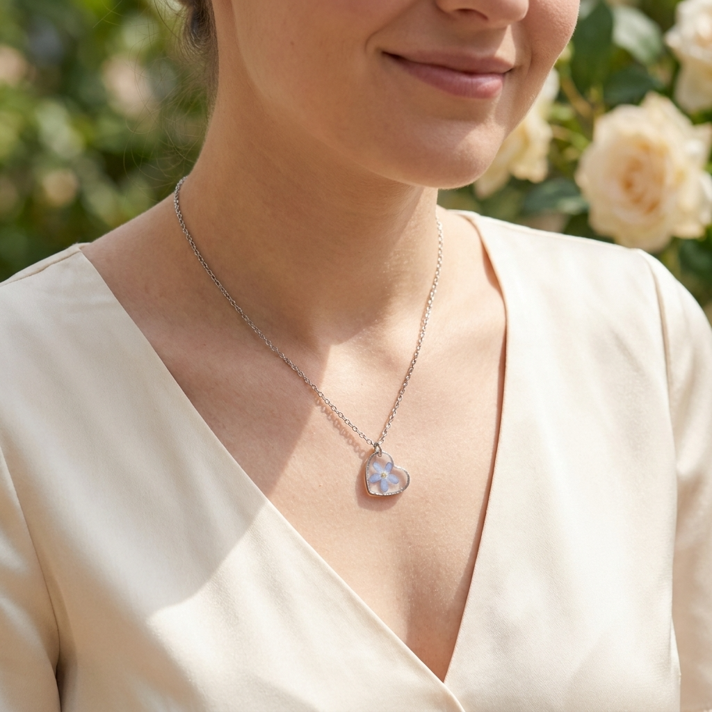 Forget Me Not Heart Stainless Steel Necklace | Hope