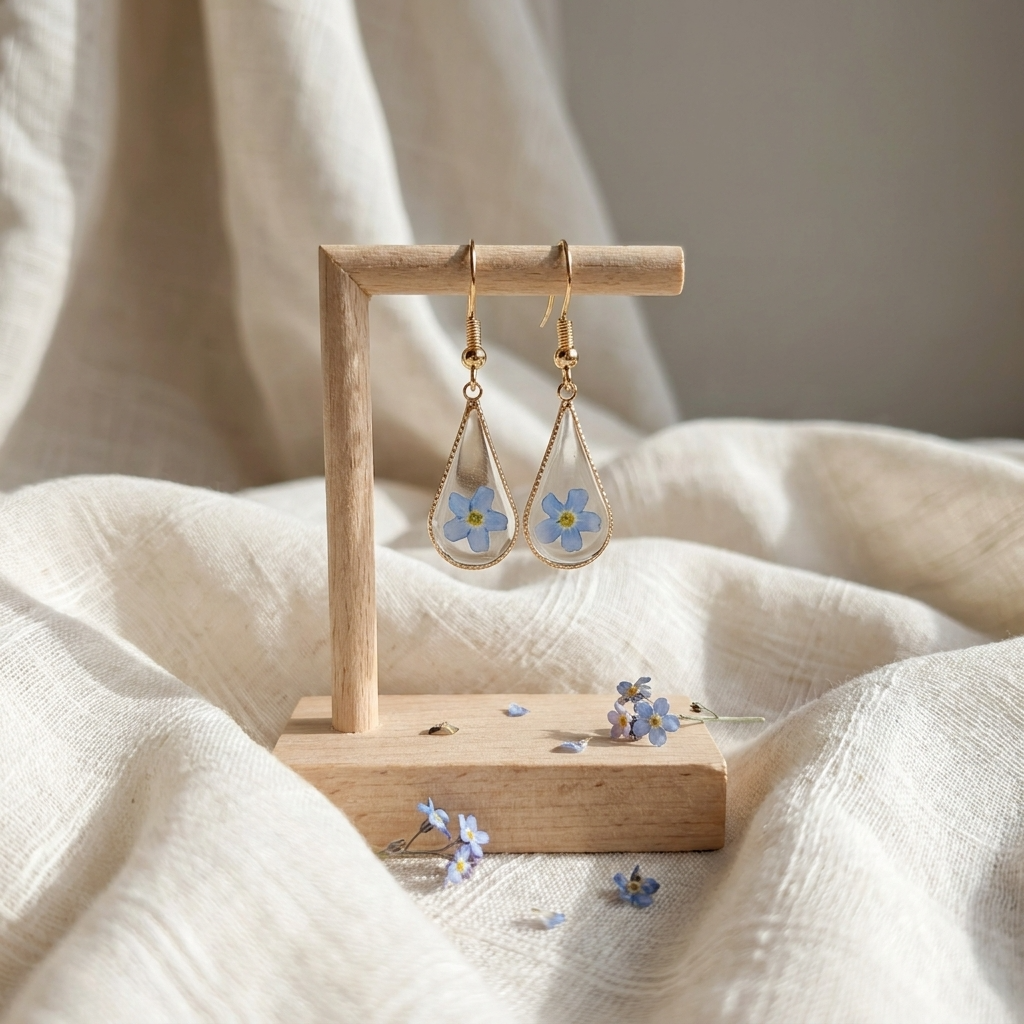 Bright Forget Me Not Waterdrop Gold Plated Earrings | Love & Faith