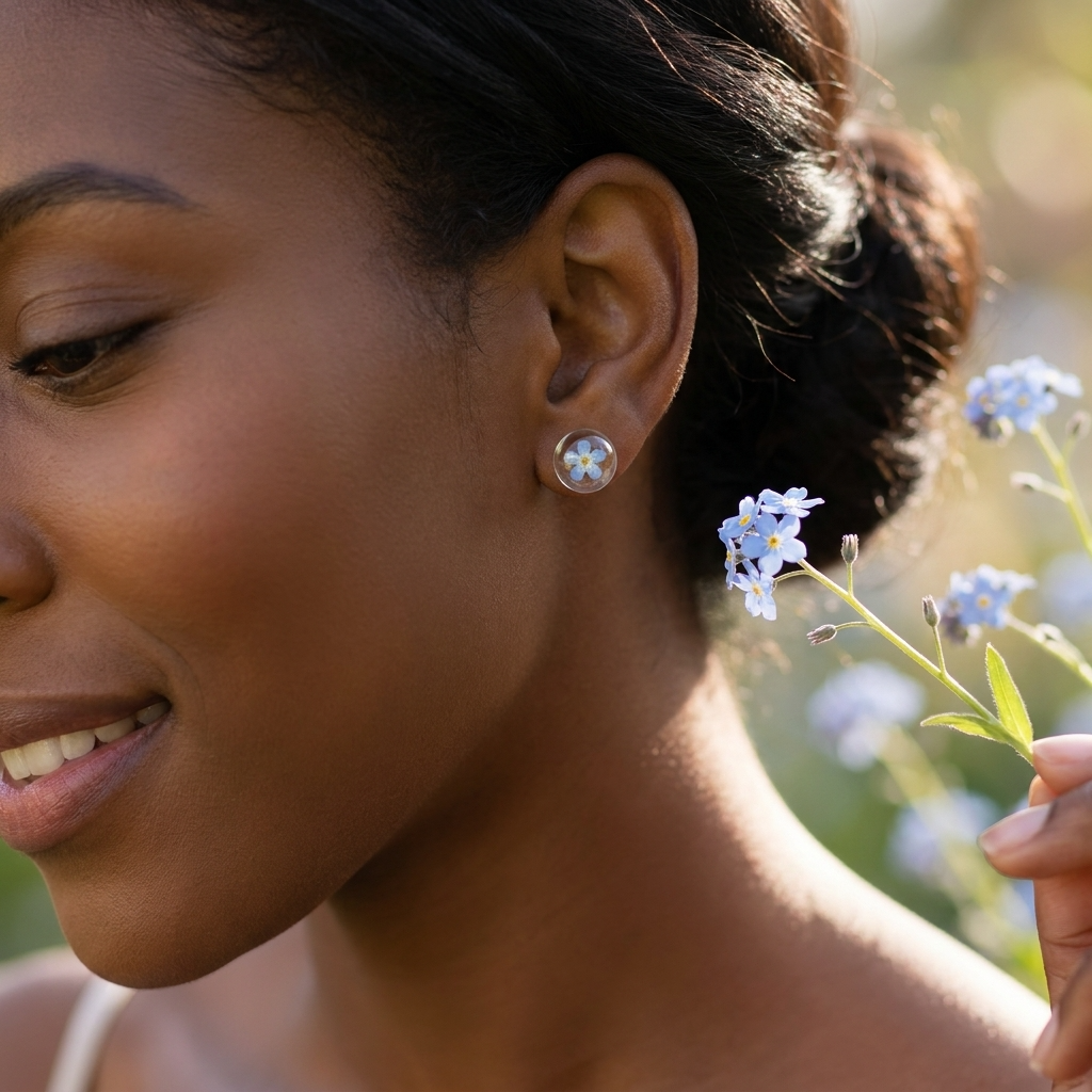 Light Forget Me Not Gold Plated Sterling Silver Stud Earrings | Love & Faith