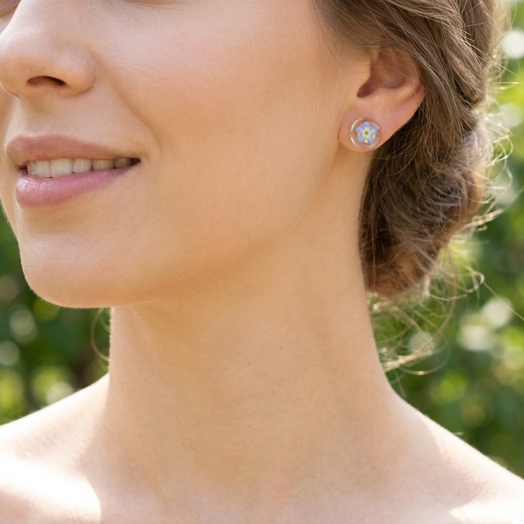 Light Forget Me Not Gold Plated Sterling Silver Stud Earrings | Love & Faith