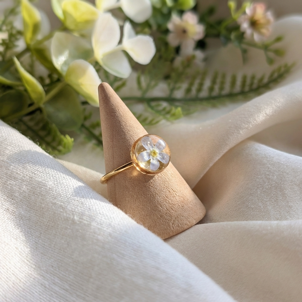 Light Forget Me Not Gold Plated Adjustable Ring | Love & Faith