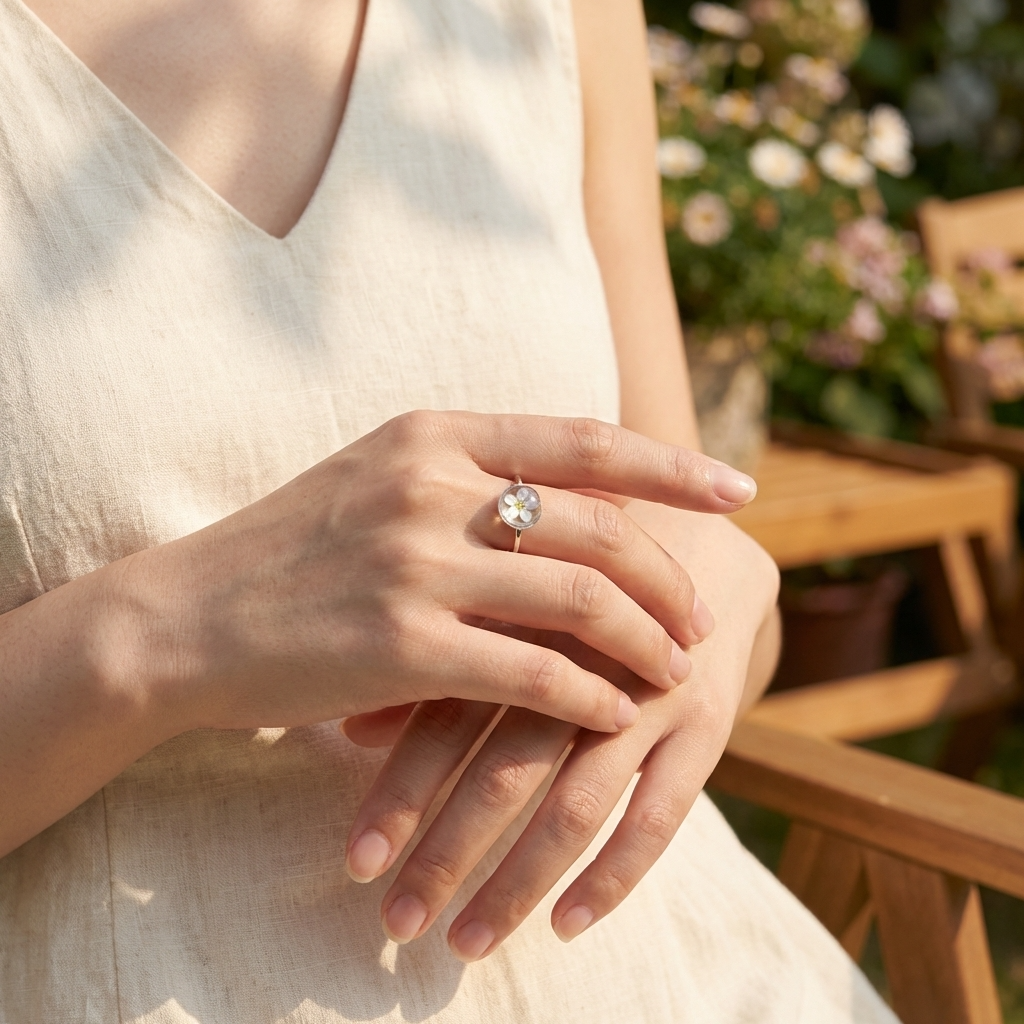 Light Forget Me Not Platinum Plated Adjustable Ring | Love & Faith