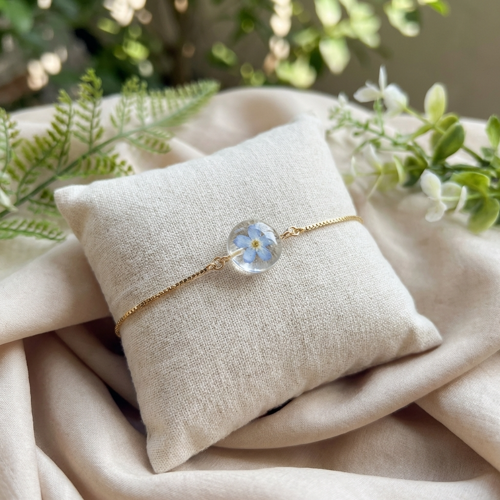 Light Forget Me Not Gold Plated Adjustable Bracelet | Love & Faith