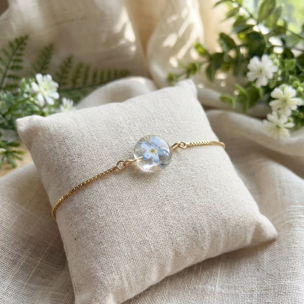 Light Forget Me Not Gold Plated Adjustable Bracelet | Love & Faith