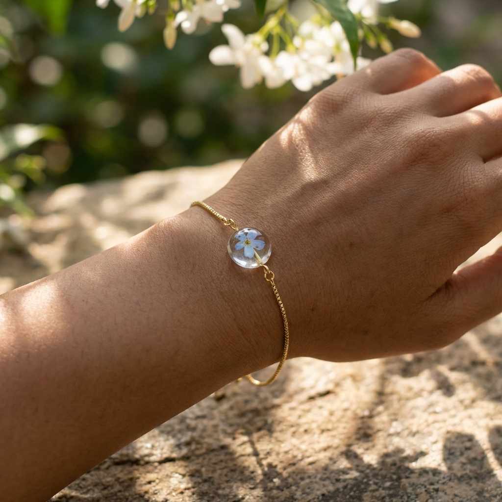 Light Forget Me Not Gold Plated Adjustable Bracelet | Love & Faith